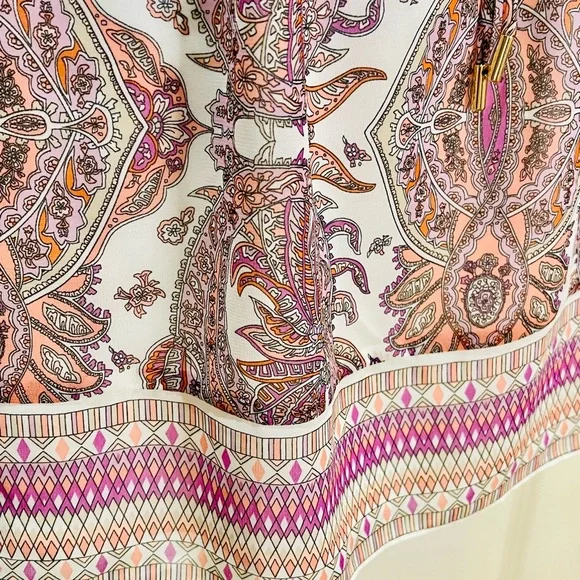 White House Black Market Pink Paisley Dress Beaded Neck Halter Lined XXS - Picture 7 of 13